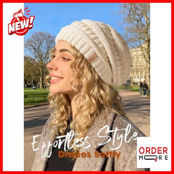 Satin-Lined Slouchy Winter Beanie 3-Pack, Warm Acrylic Knit